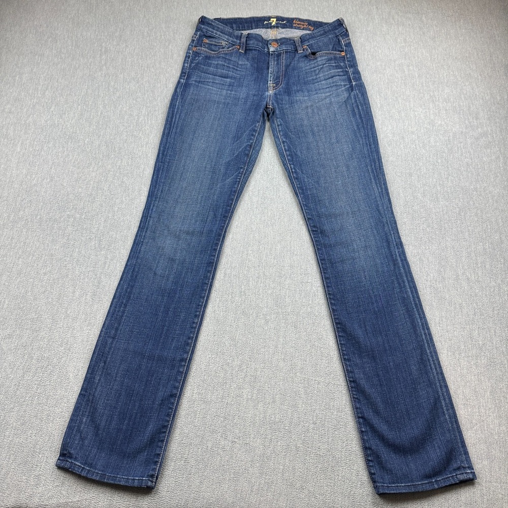 7 For All Mankind Jeans Women 30x32 Blue Kimmie Straight Leg Mid Rise Denim Pant